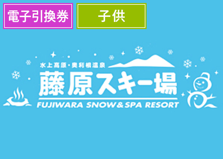 《早割》【こども】水上高原藤原スキー場【電子引換券】1日券 【全営業日】 小学生